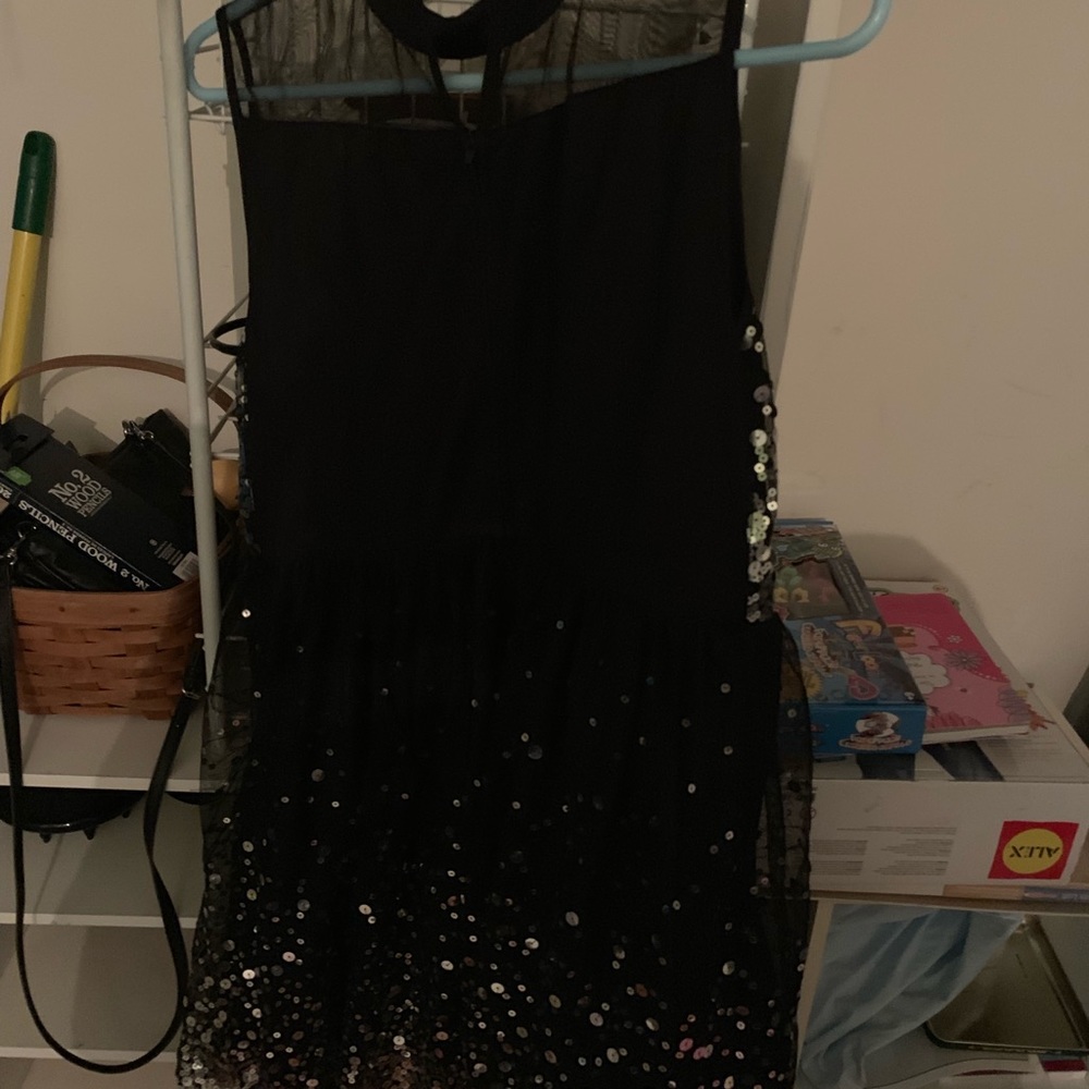 Girls black sequence dress